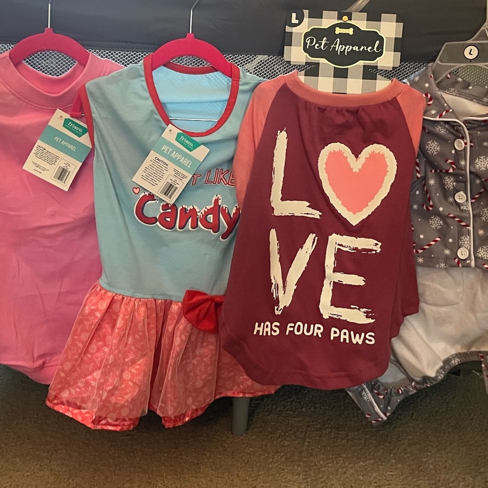 Love-Themed Dog Clothing Set - Pink, Blue, Red